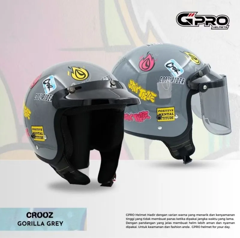 Helm Bogo Classic Polos Krooz Dewasa Full Leher Pria Wanita  photo 1