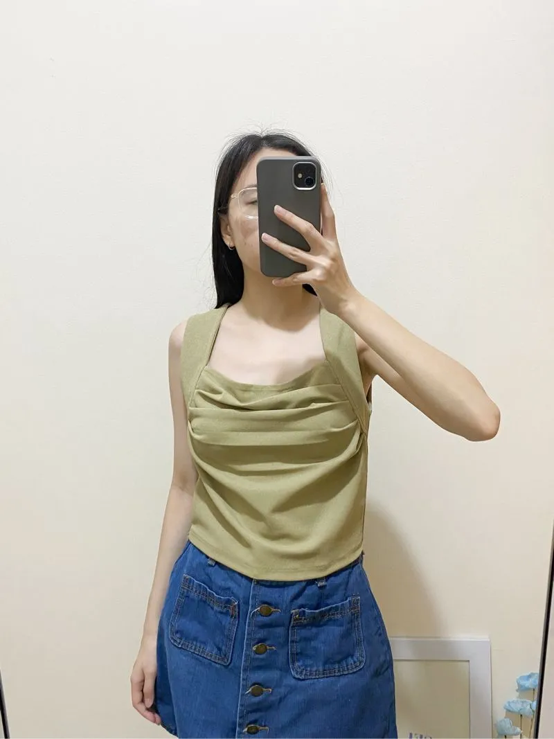 top hijau tanpa lengan photo 1