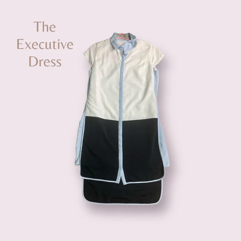 Luxury Minimalist Casual dress Wanita white navy photo 1