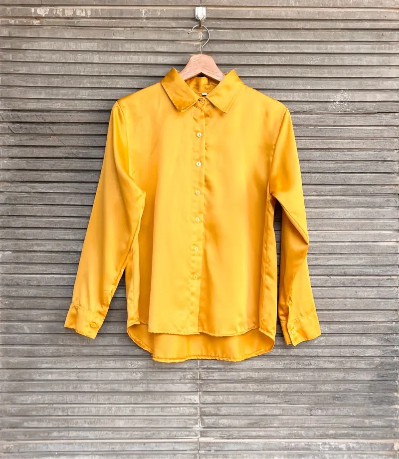 Kemeja Hem Satin Mustard Preloved photo 1