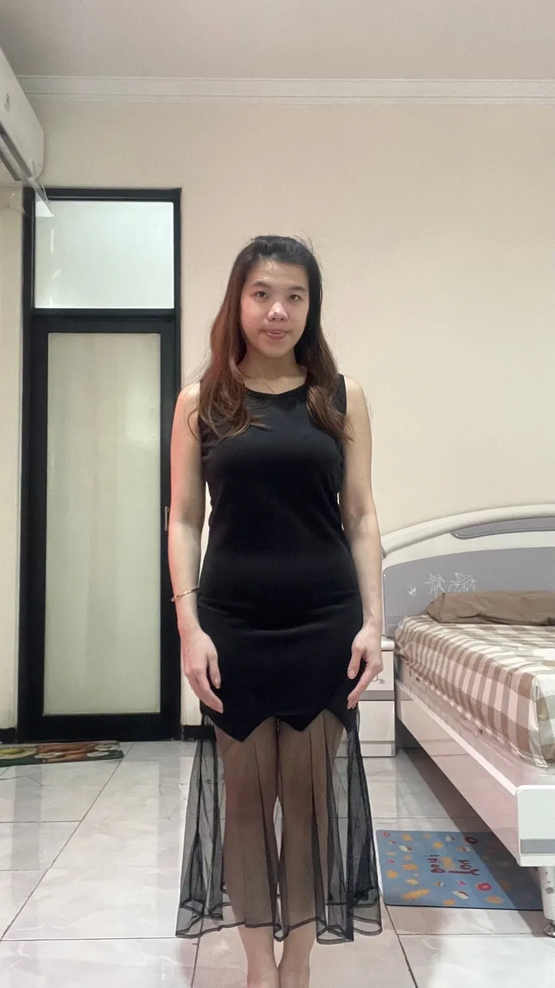 Minimalist Casual Wrap dress Wanita black photo 1
