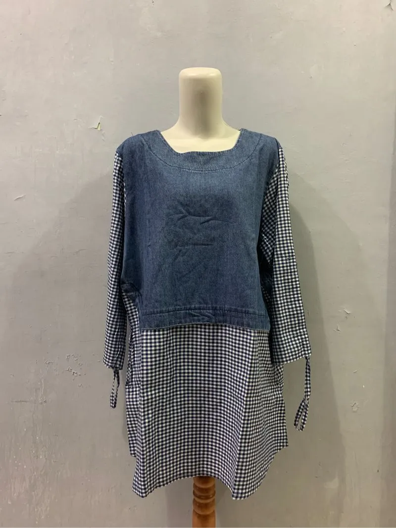 blouse/tunik denim kotak-kotak photo 1