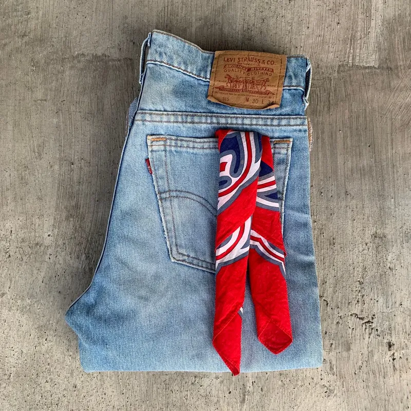 Vintage Scarf Pria red blue Preloved