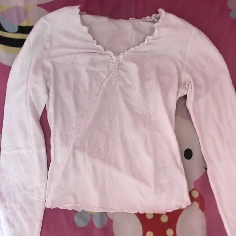 H&M Fairy Coquette Shirt Wanita white photo 1