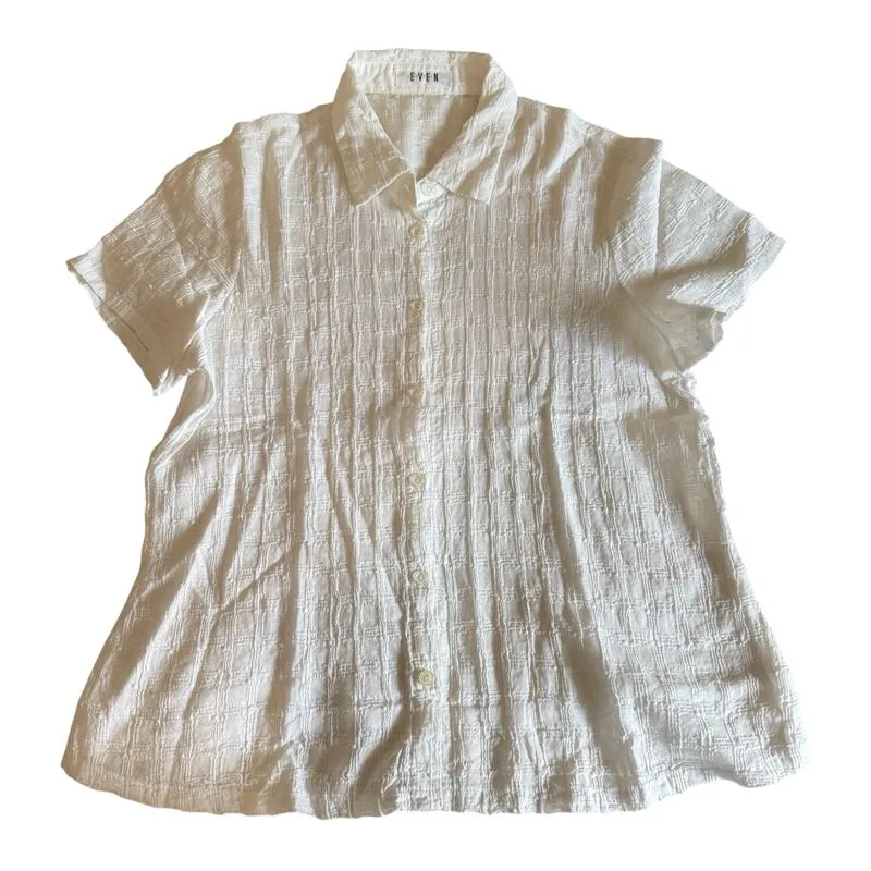 White Crinkle Textured Collared Semi Cropped Shirt See Throu photo 1