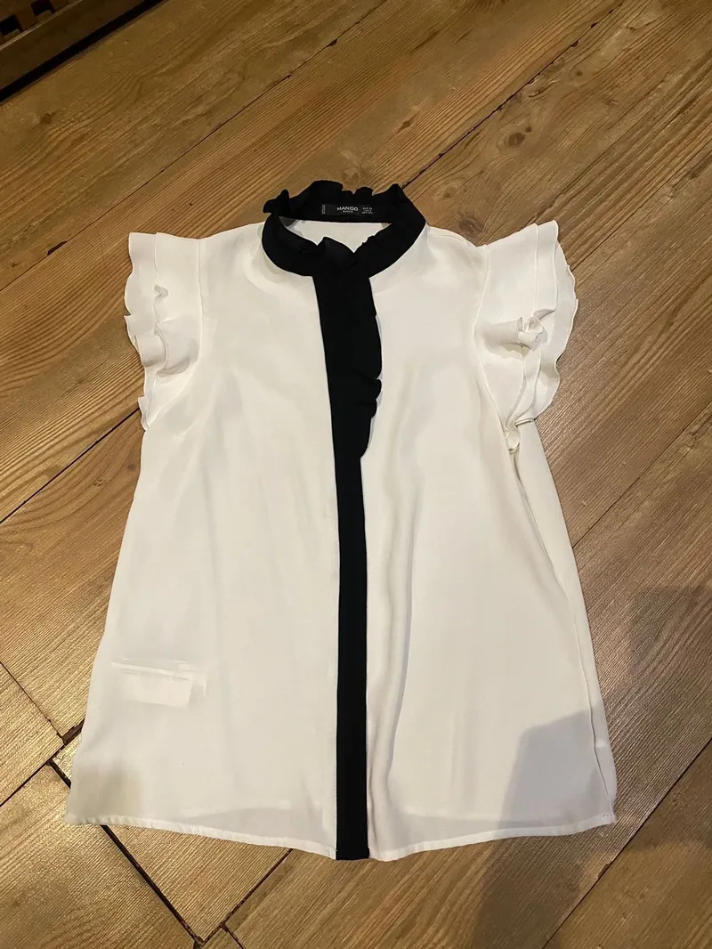 Mango Casual Blouse Wanita black cream photo 1