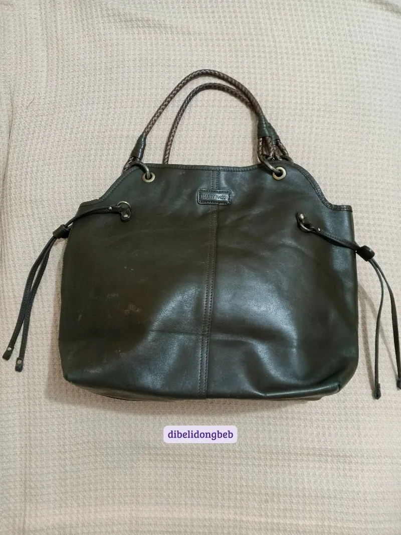 Harry Mason Leather Brown Green Tote Bag Tas Hijau Kulit photo 1