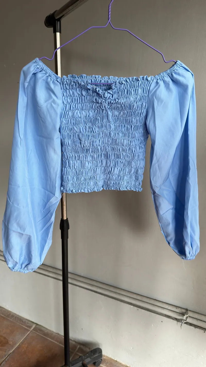 Casual Crop top Wanita blue photo 1