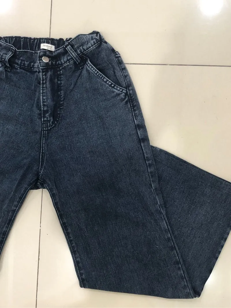 dark blue high waisted jeans photo 1