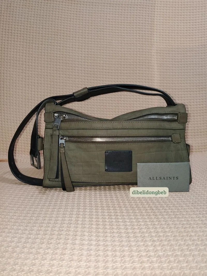 Allsaints Leather Hand Shoulder Bag Dusty Khaki Tas Hijau Ar photo 1