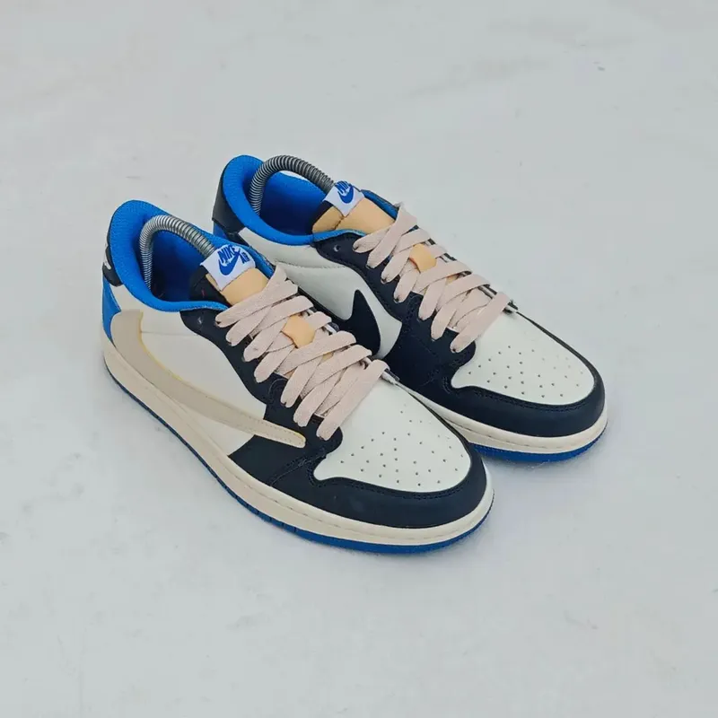 Nike Air Jordan Streetwear Casual Sneakers Wanita white blue photo 1
