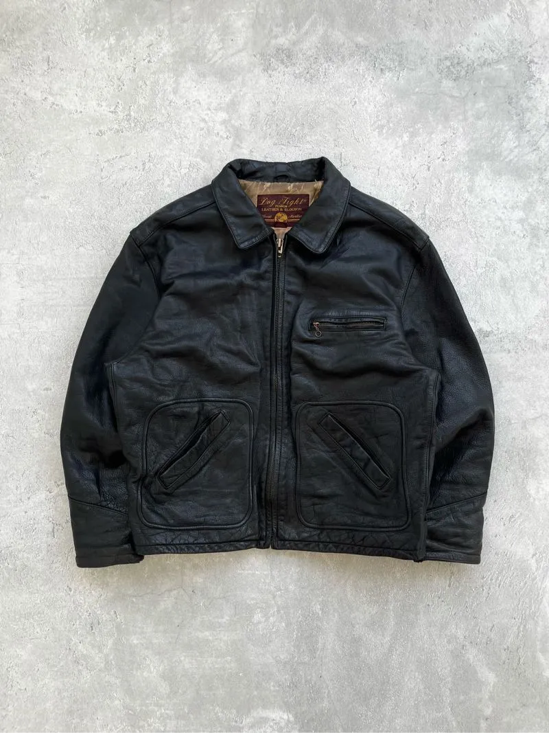 Vintage Biker Leather jacket Pria black photo 1