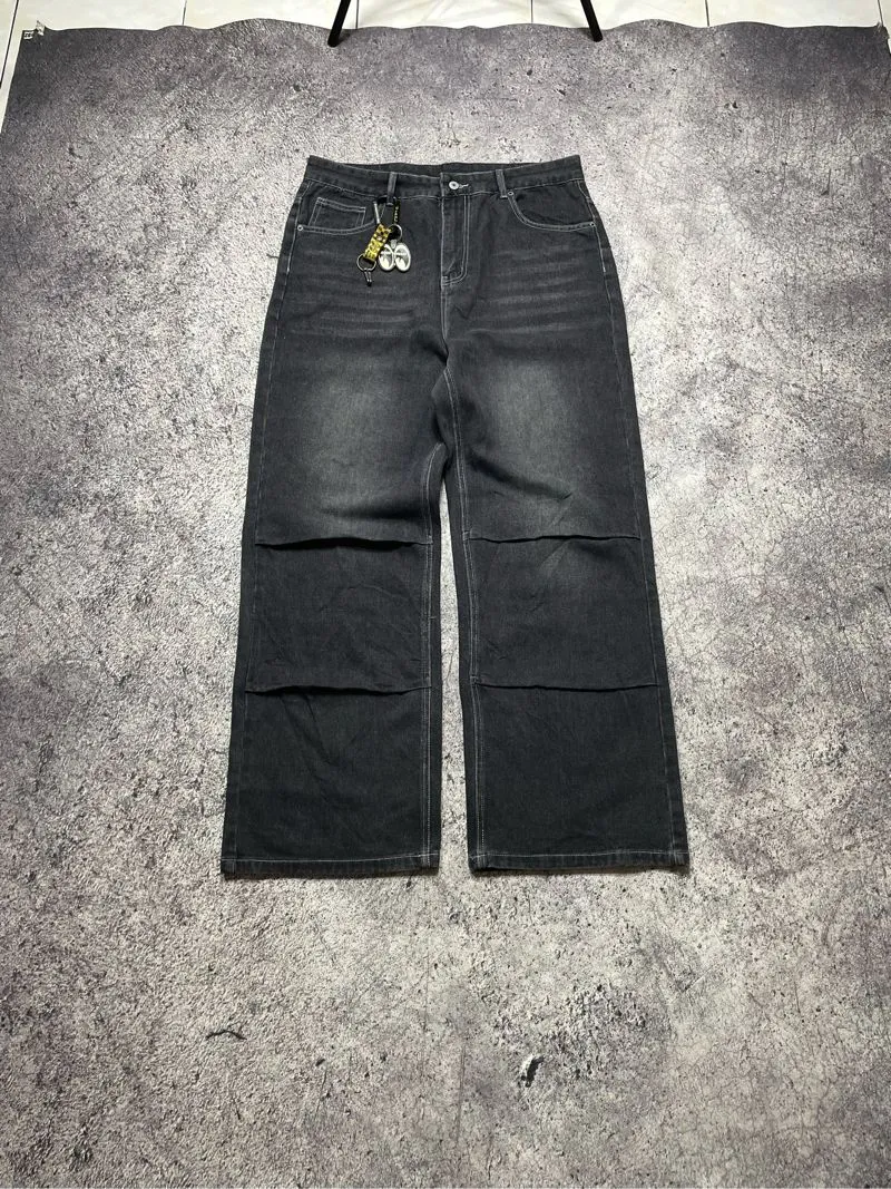 Y2k black wash jeans wide baggy pants photo 1