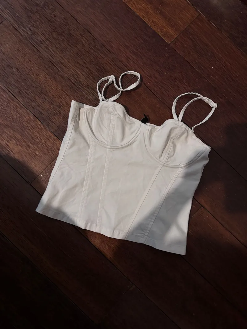 H&M Minimalist Corset Wanita white photo 1