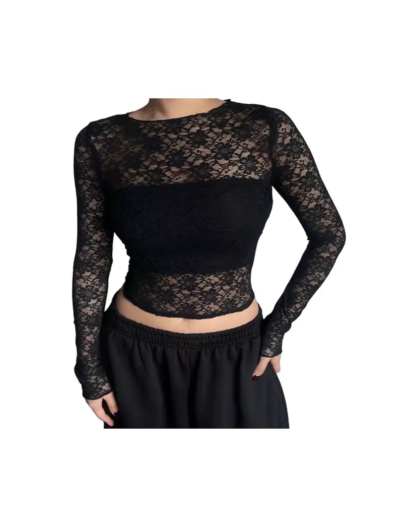 Grunge Emo Crop top Wanita black photo 1