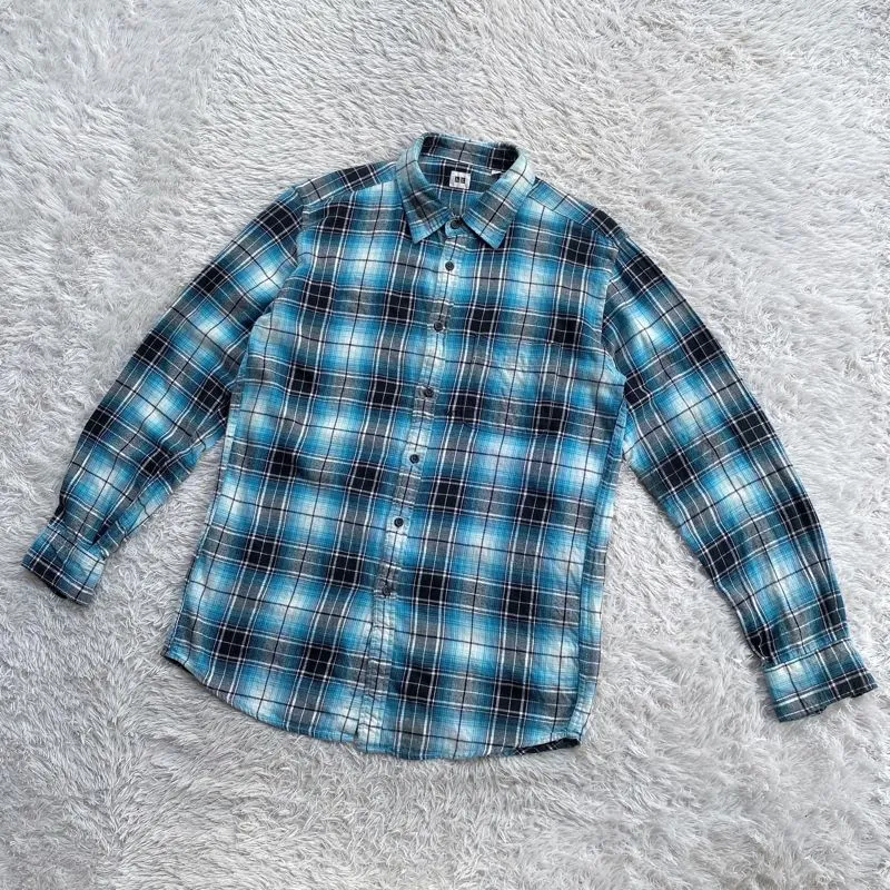Uniqlo Flannel Check Plaid Shirt Long Sleeve Regular Fit 66 photo 1