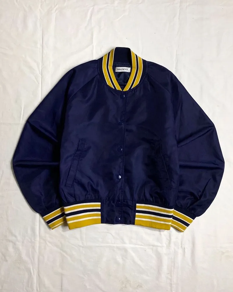 Browny Varsity Jacket Navy Yellow Boxy Fit Vintage Casual photo 1