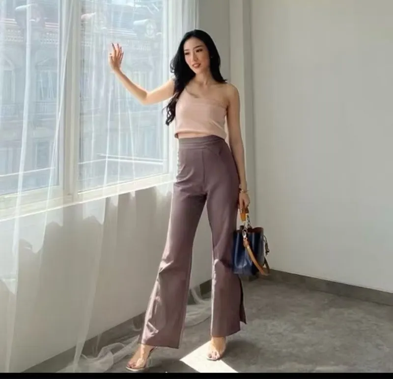 MAUVE FLARE PANTS photo 1
