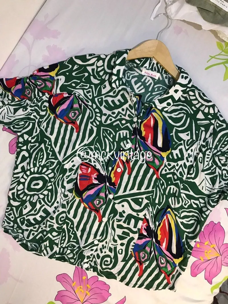 Baju kemeja hijau abstrak Ld Panjang photo 1