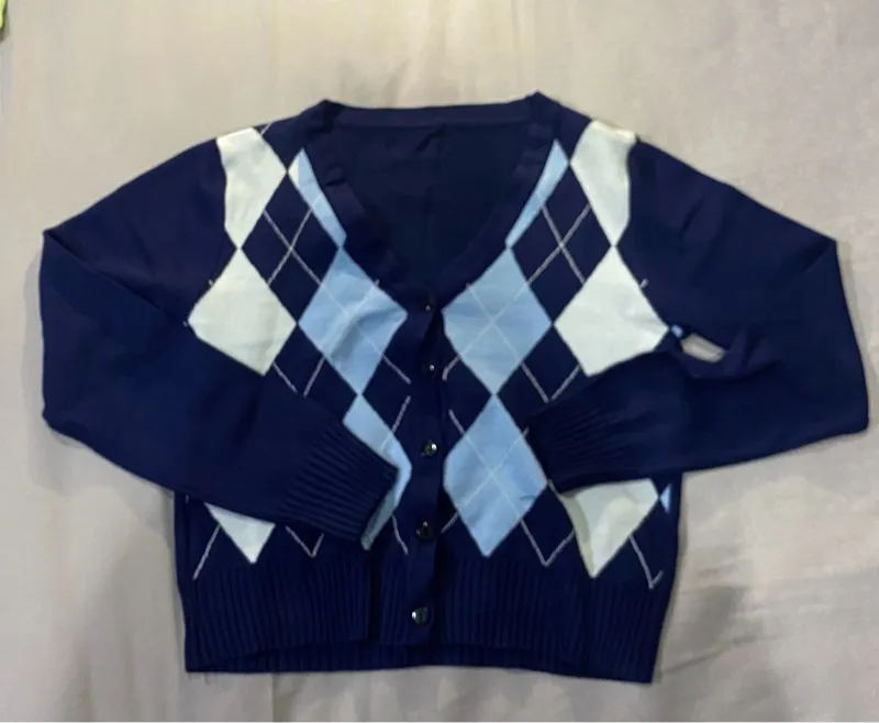 Y2K ARGYLE CARDIGAN photo 1