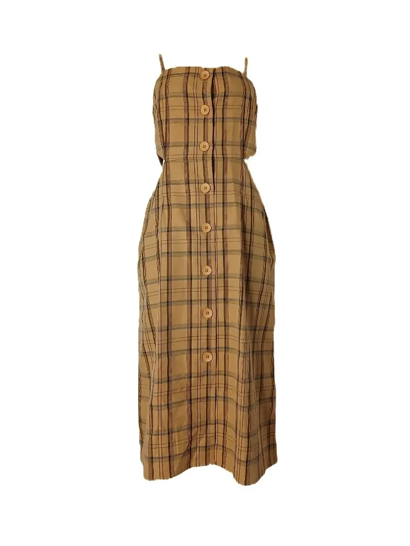 Dress tali tartan coklat photo 1