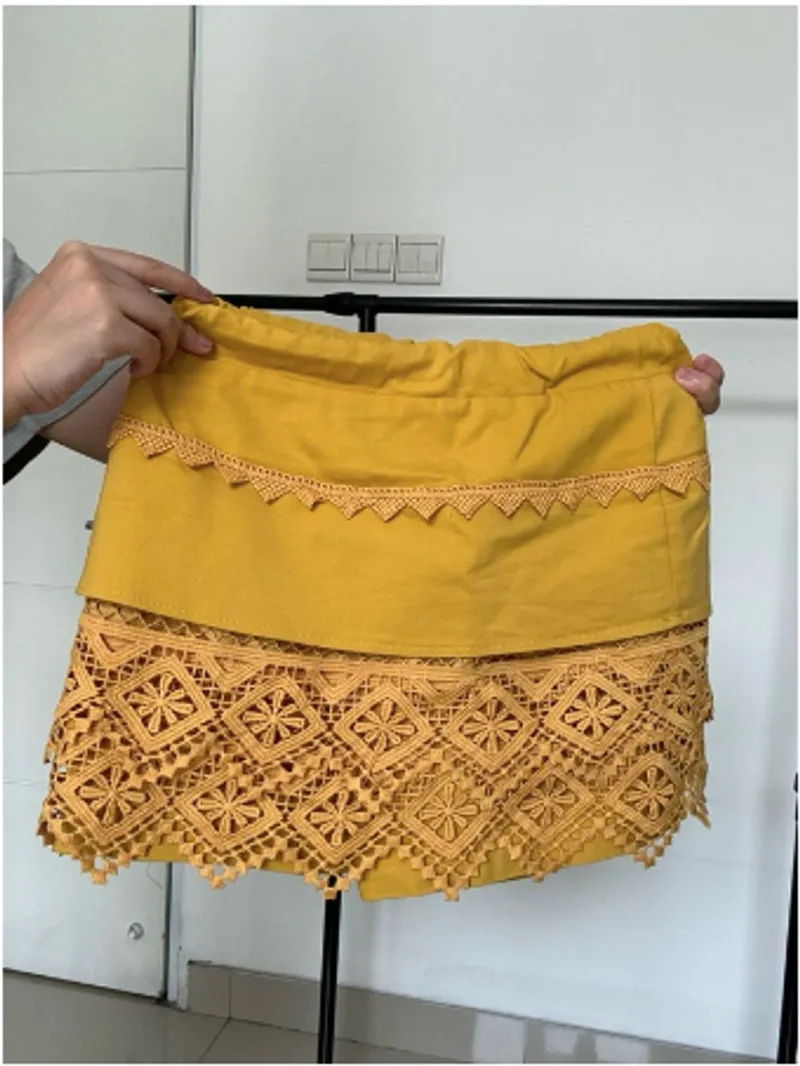 Minimalist Casual Mini skirt Wanita yellow photo 1