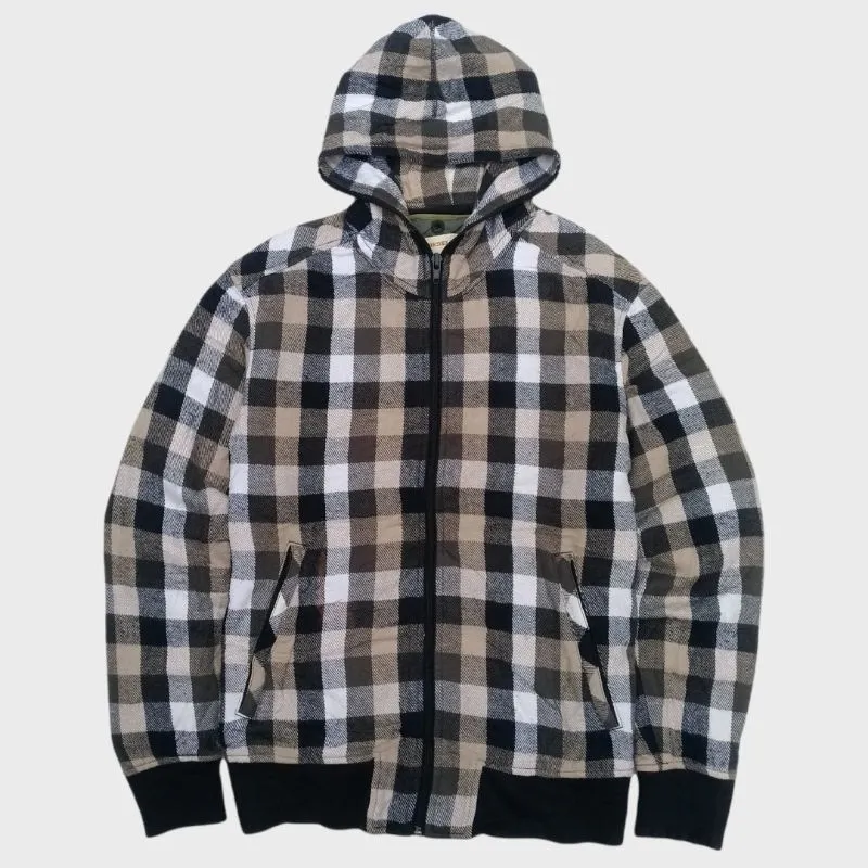 Hoodie diesel zipper up flannel plaid padded jacket photo 1