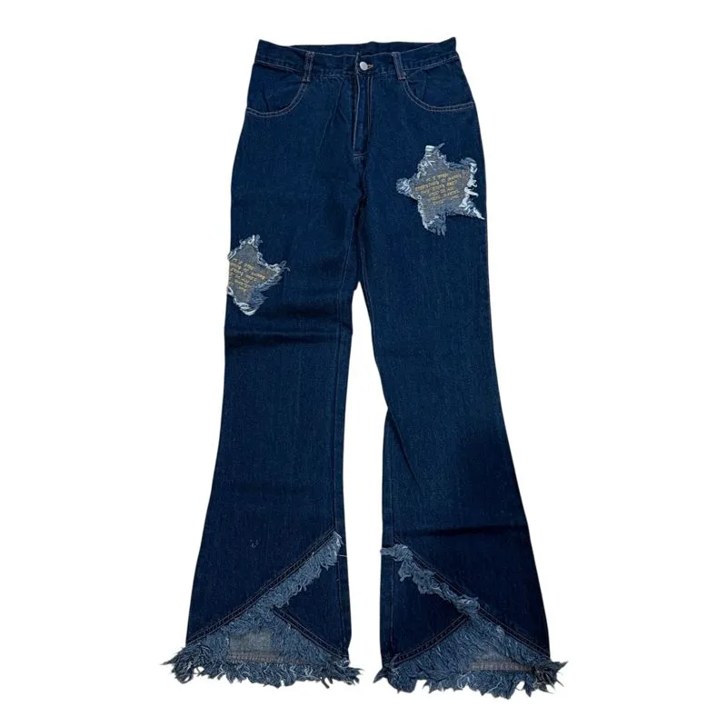 Y2k Japan Star Denim Patches Vintage Flare Pants Harajuku photo 1