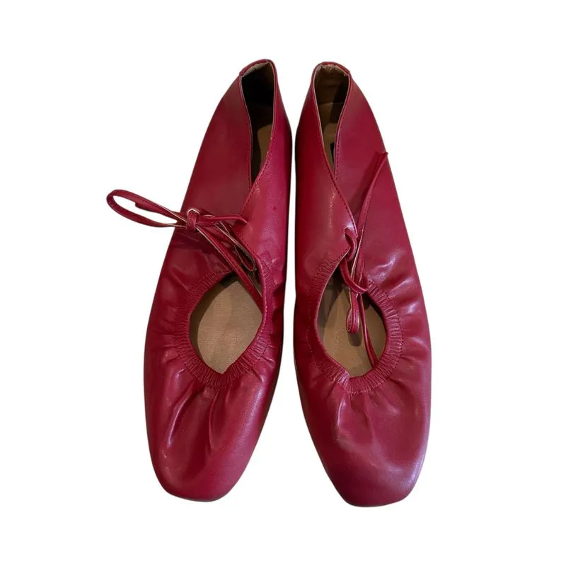 Red Ballet Flats Shoes East Mount Side photo 1