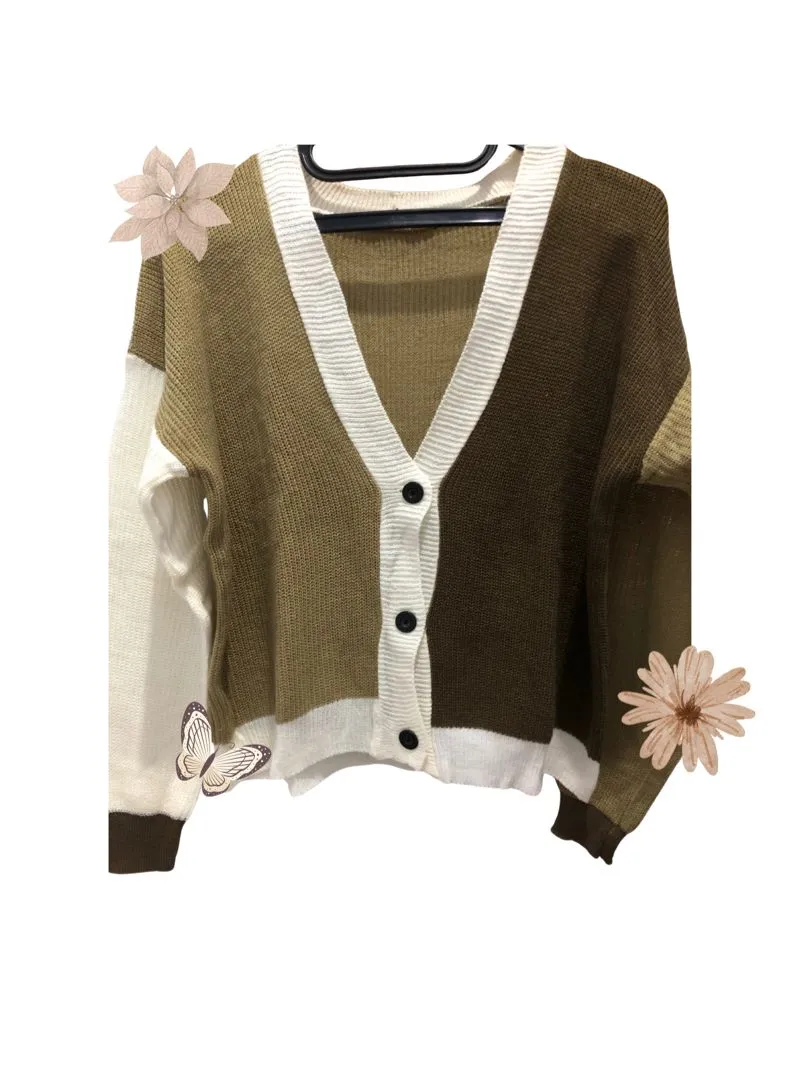 cardigan hijau krem photo 1