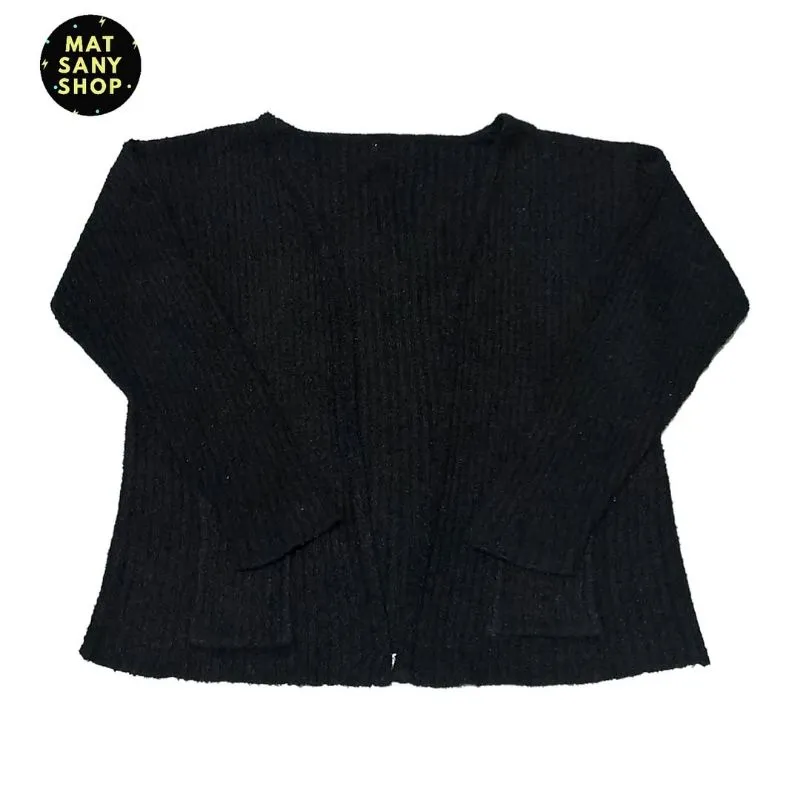 Jaket Sweater Cardigan Rajut Knit Hitam Basic Polos photo 1