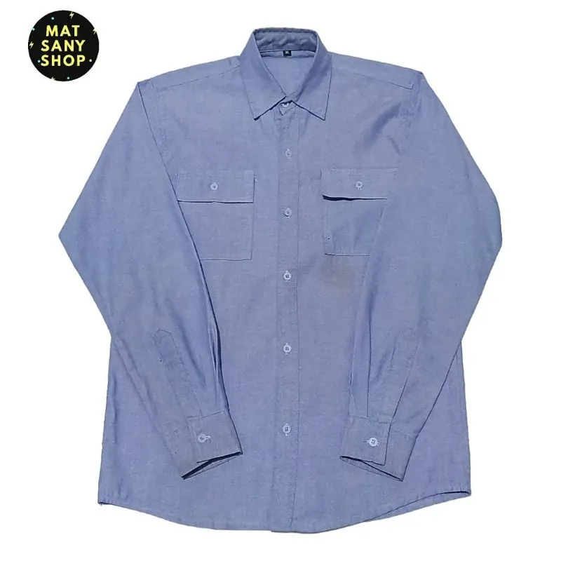 Kemeja Lengan Panjang Polos Basic Denim Look Formal Kasual photo 1