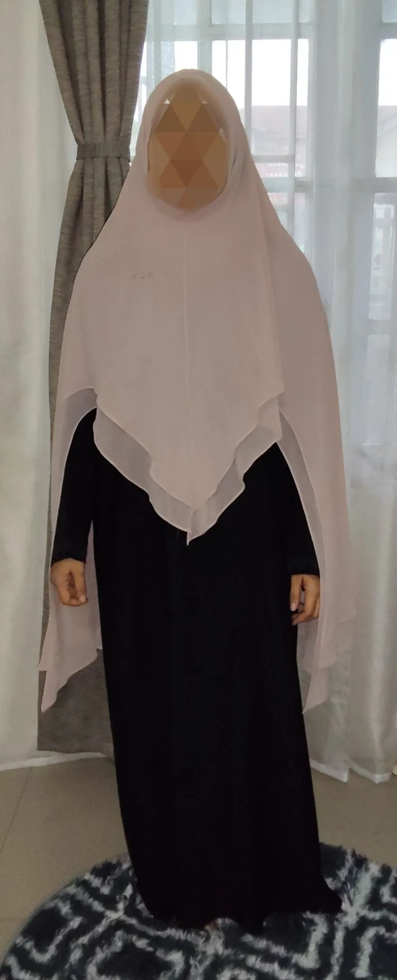 Khimar sisesa pad warna beige (coklat muda ke ungu2an) photo 1