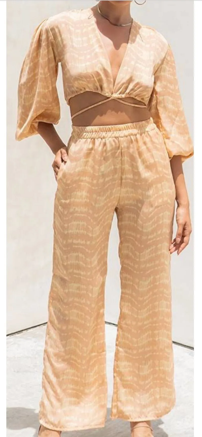 Setelan 2 Piece Motif Tie-Dye Peach photo 1