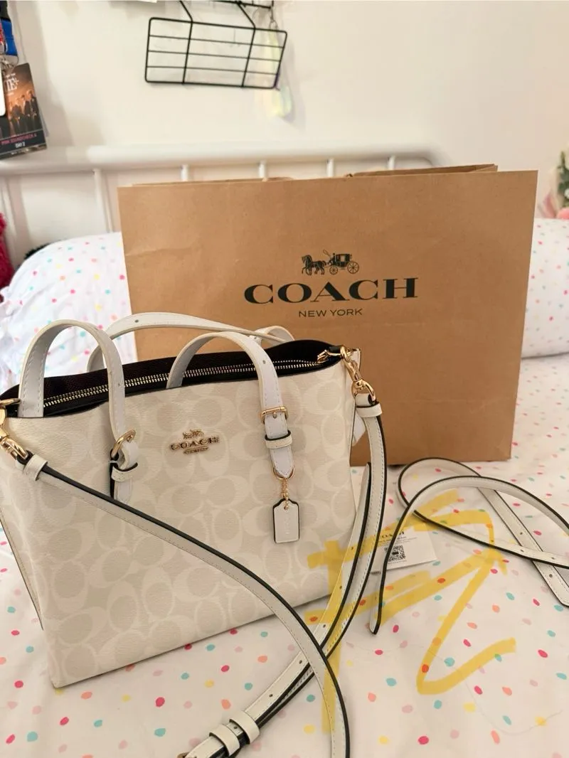 Coach Mollie Tote 25 Signature Glacier White  photo 1