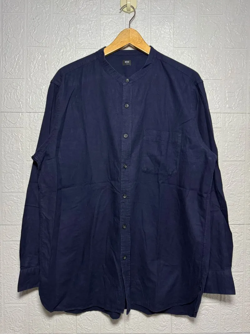 KEMEJA NAVY UNIQLO KERAH SANGHAI SECOND THRIFT (size besar) photo 1