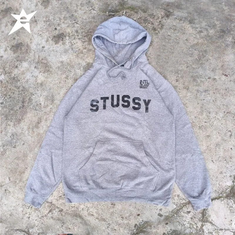 vintage hoodie stussy intl no.4 dark grey photo 1