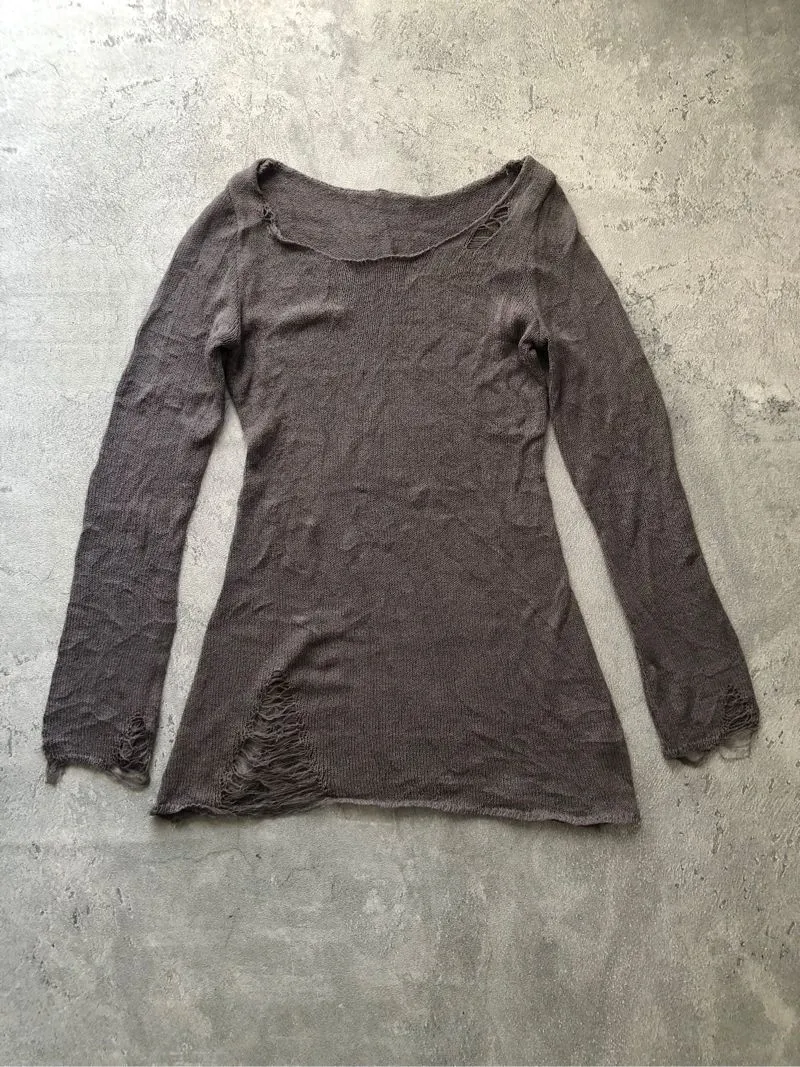 RARE Distressed Blank Dress Longsleeve Trashed Style photo 1