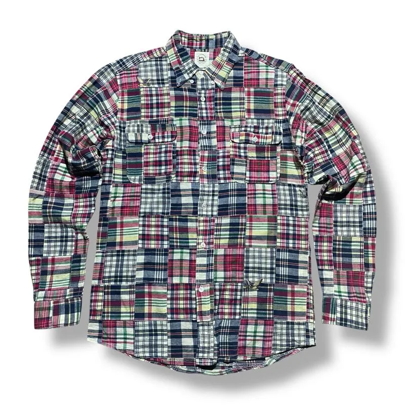 UNKNOWN PEOPLE Japanese Brand Patch Work L/S Button Shirt photo 1