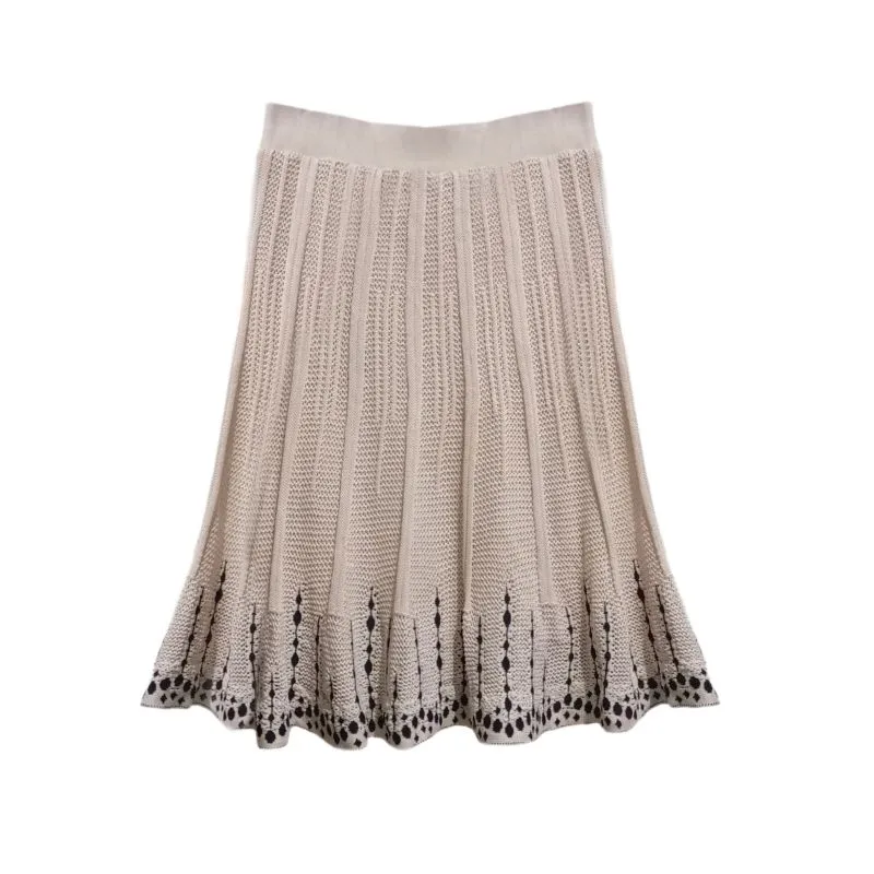 Vintage crochet skirt beige light brown knit midi fairy y2k photo 1