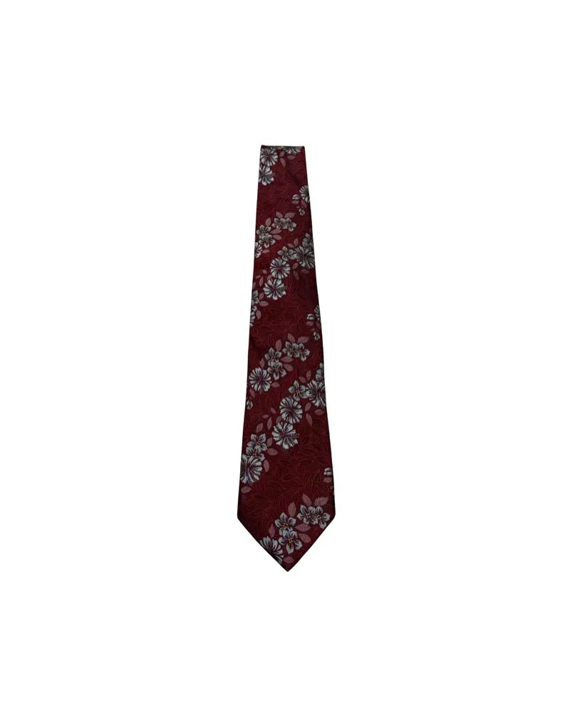 Vintage Tie Flower Pattern Grey & Red  photo 1