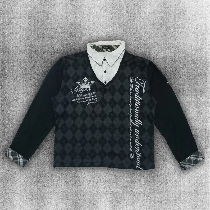 ♰ Argyle Rebellion double-layer Longsleeve by Mind Games ♰

 photo 1