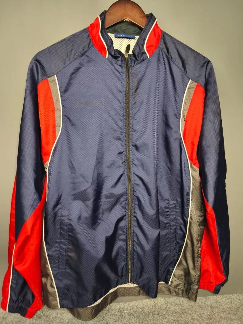 Jaket Olahraga Asics Pria Original Warna Biru Merah Keren photo 1