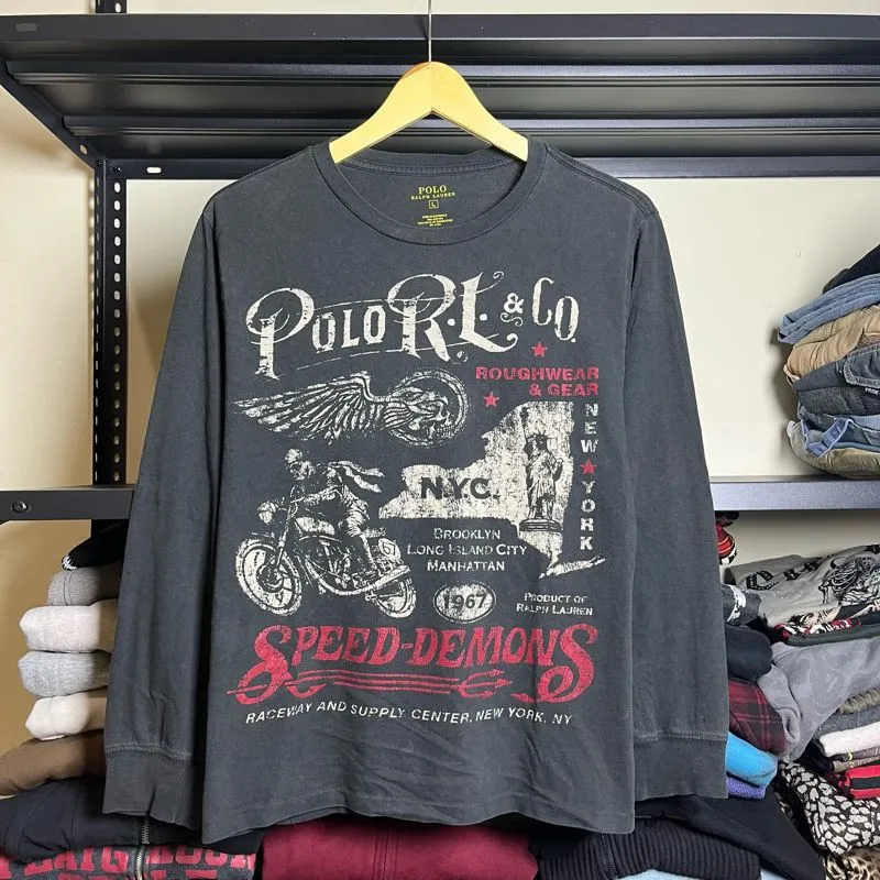 Polo Ralph Lauren Speed Demons LS Tee – Rare Graphic photo 1