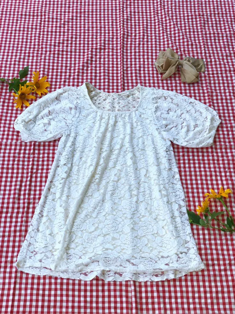 white brocade dress vintage photo 1