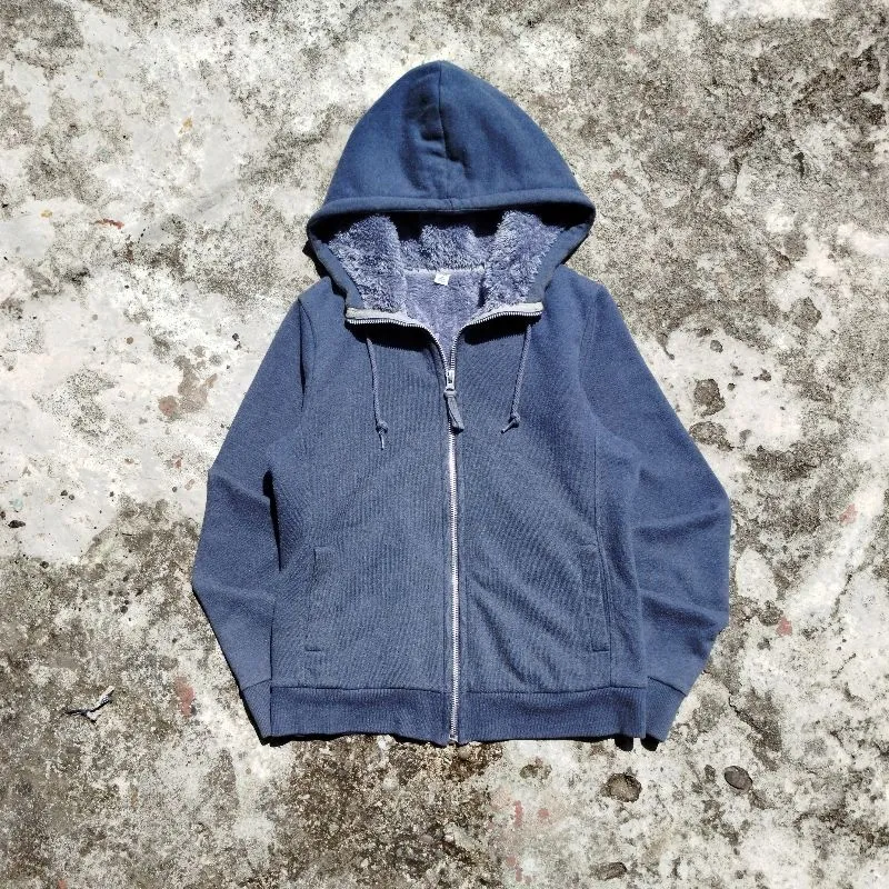 Uniqlo Jacket Sherpa Zip Up Navy photo 1