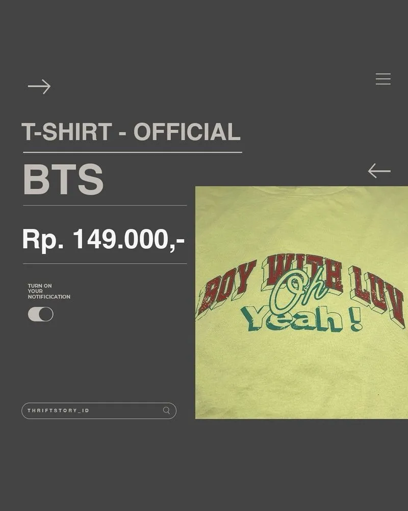 Kaos BTS “Boy With Luv” Official Big Hit Entertainment photo 1