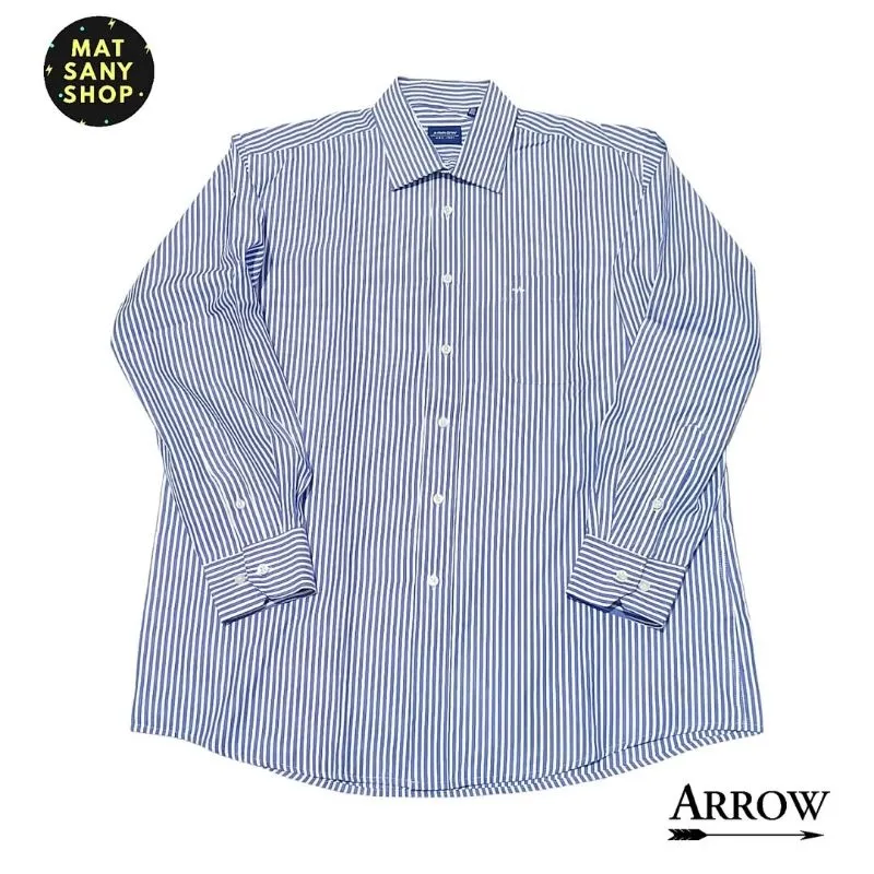 Kemeja Lengan Panjang Kasual Kantor Formal Arrow Garis Garis photo 1