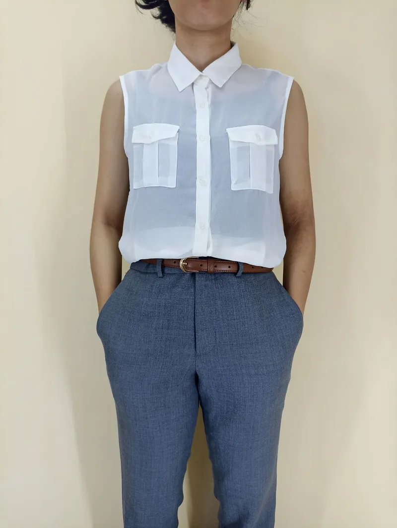 Vintage Casual Shirt Wanita white photo 1