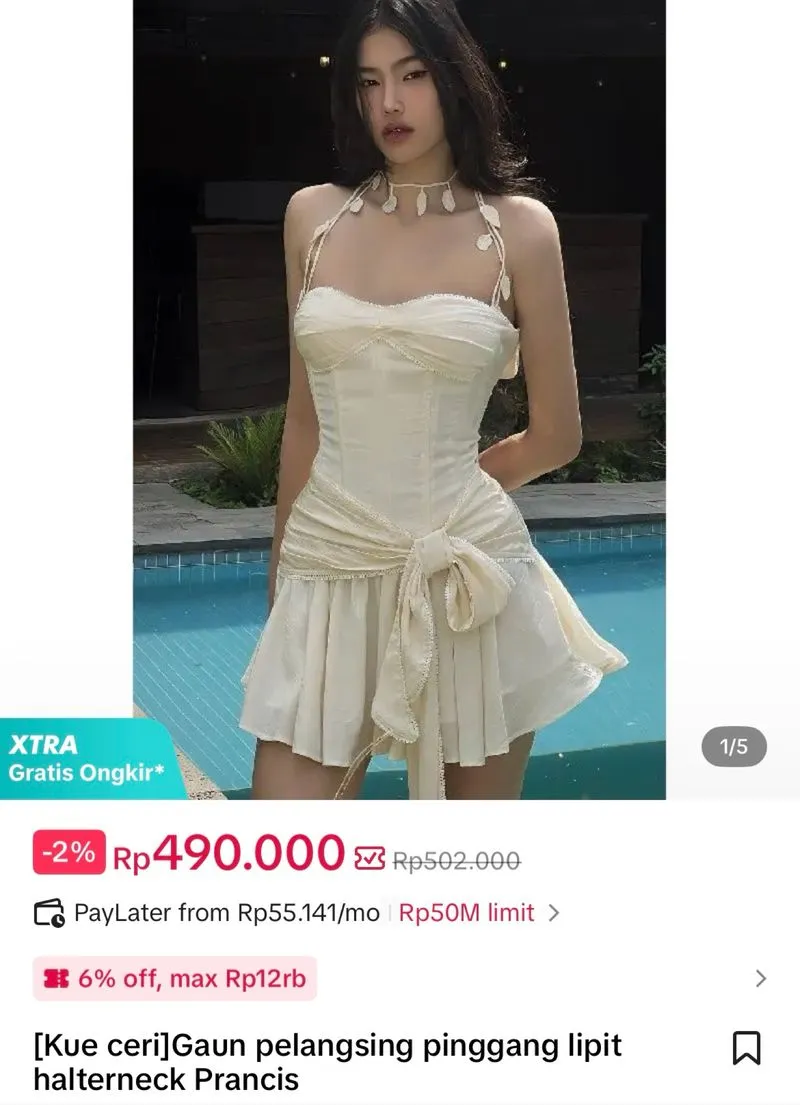 Summer White Halter Neck Dress, Dress putih  photo 1